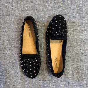 Black Studded Women's Loafers